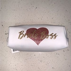 Tri Coastal Design “Bride Boss” White Glitter Cosmetic Bag